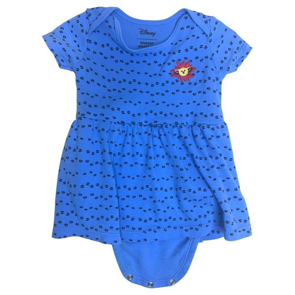 Disney Lion King Baby Bodysuit Dress Blue Simba Print Size 18M